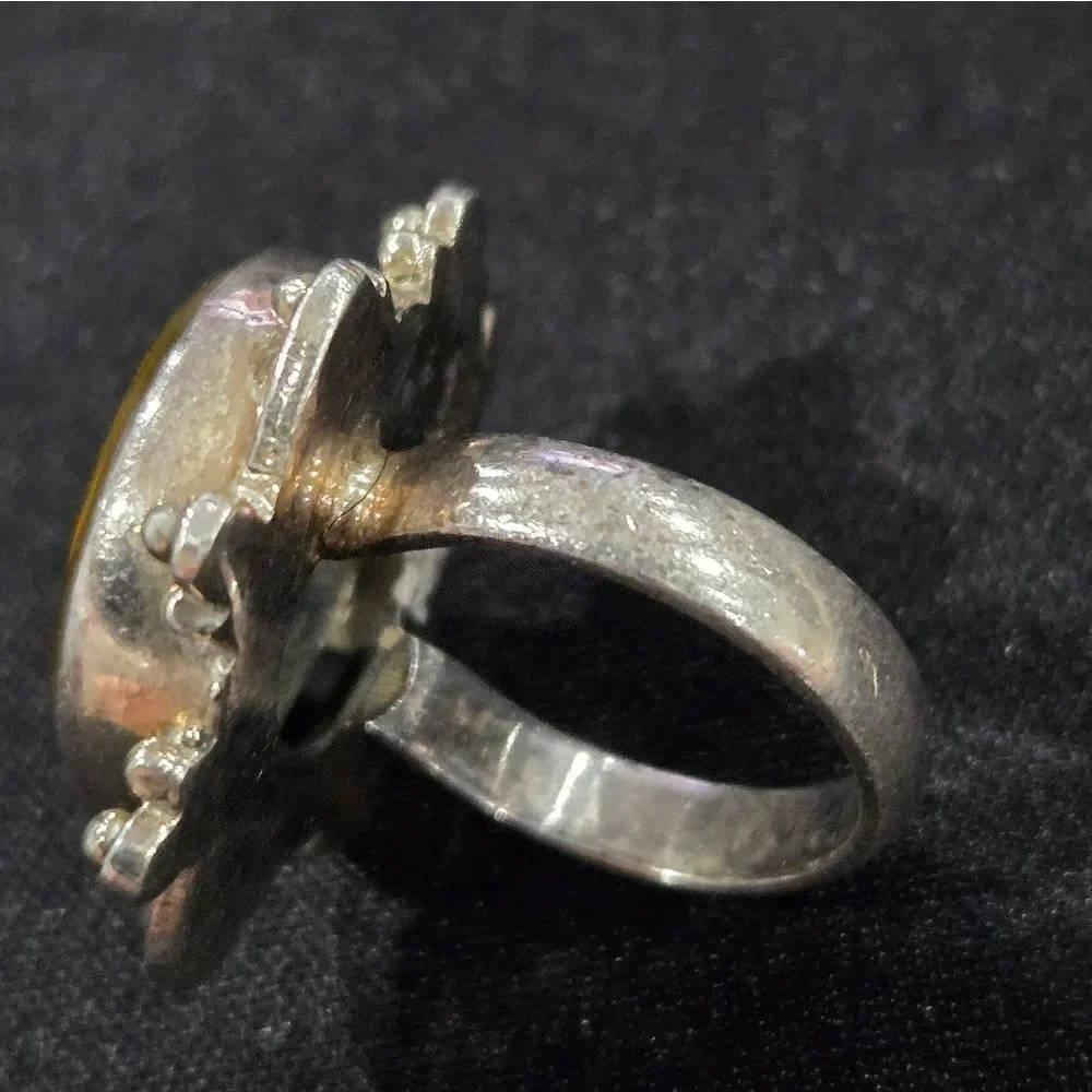🐢 Vintage golden rutilated quartz ring set in sterling silver. Vintage Chic!
